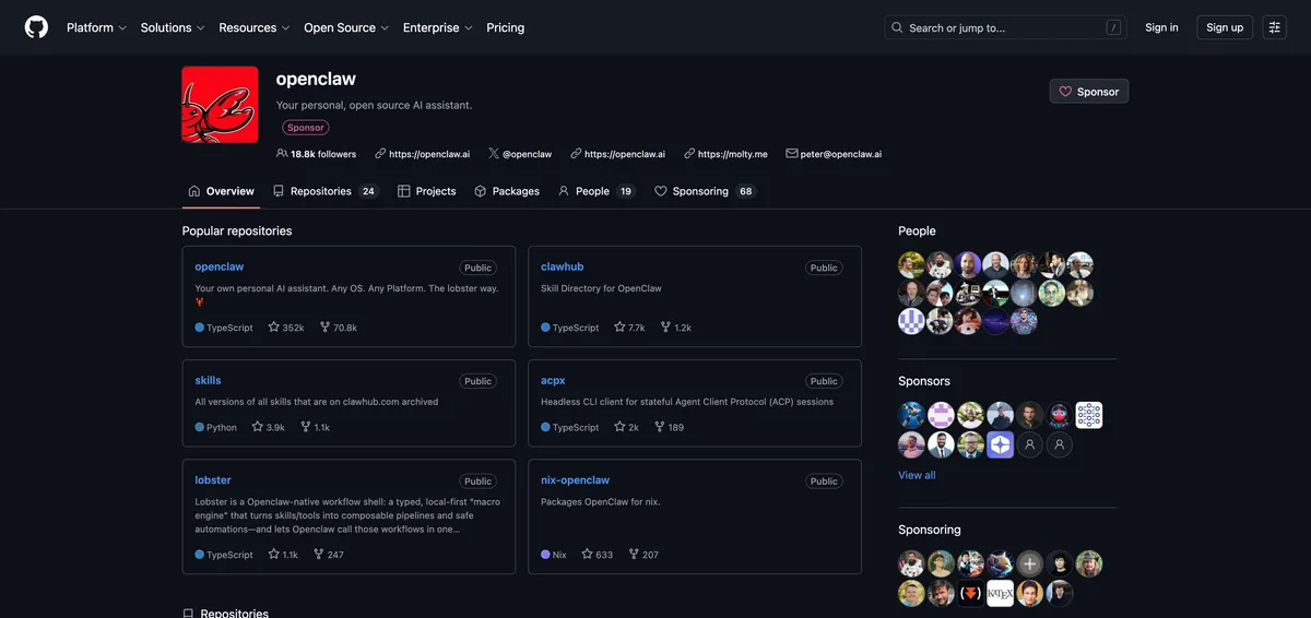 OpenClaw on GitHub — open-source AI agent framework with 145K+ stars