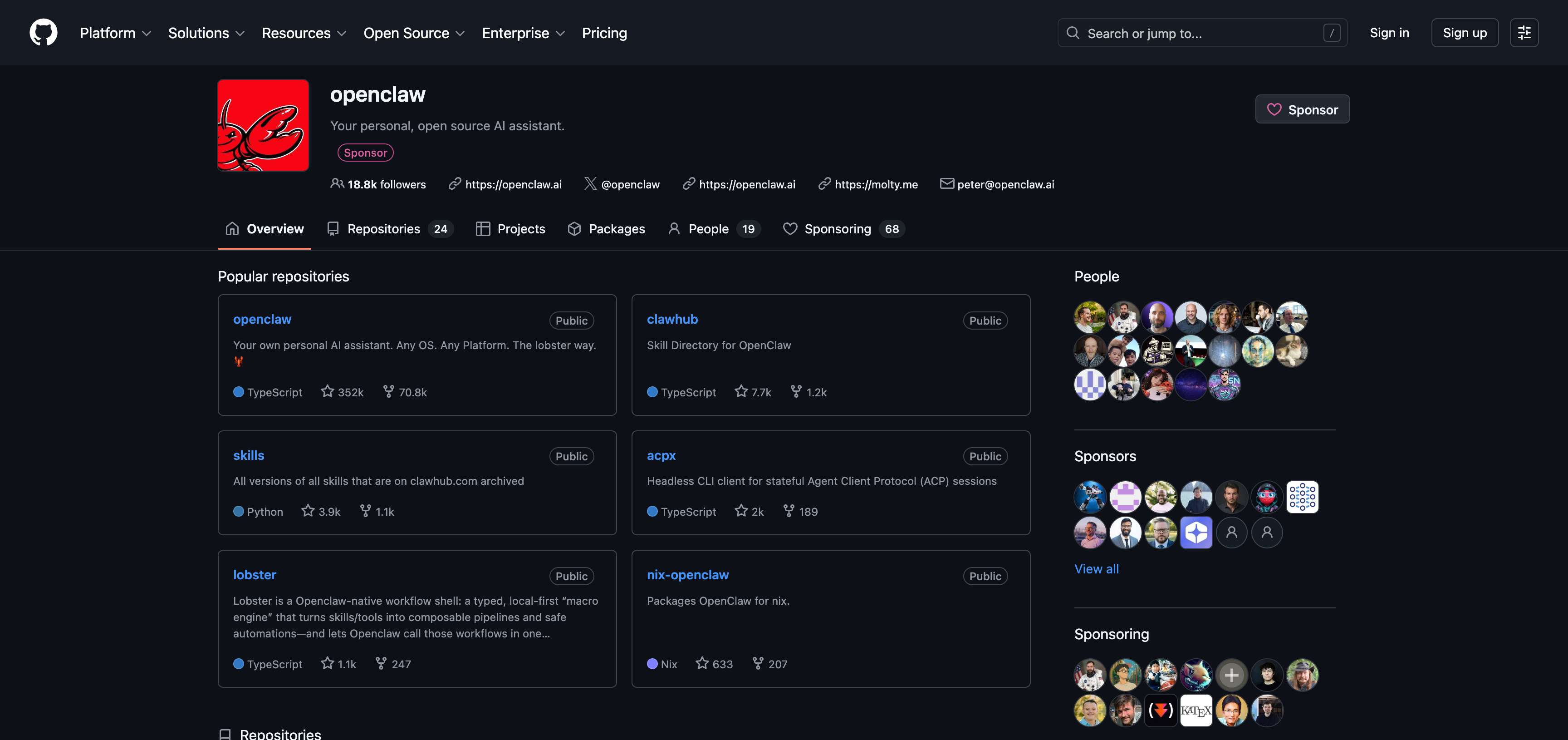 OpenClaw on GitHub — 145K+ stars open-source AI agent framework